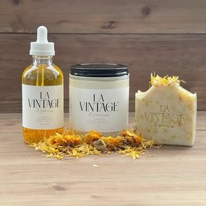 Handmade Organic Calendula Soap, Whipped Body Butter, Body Oil Bundle